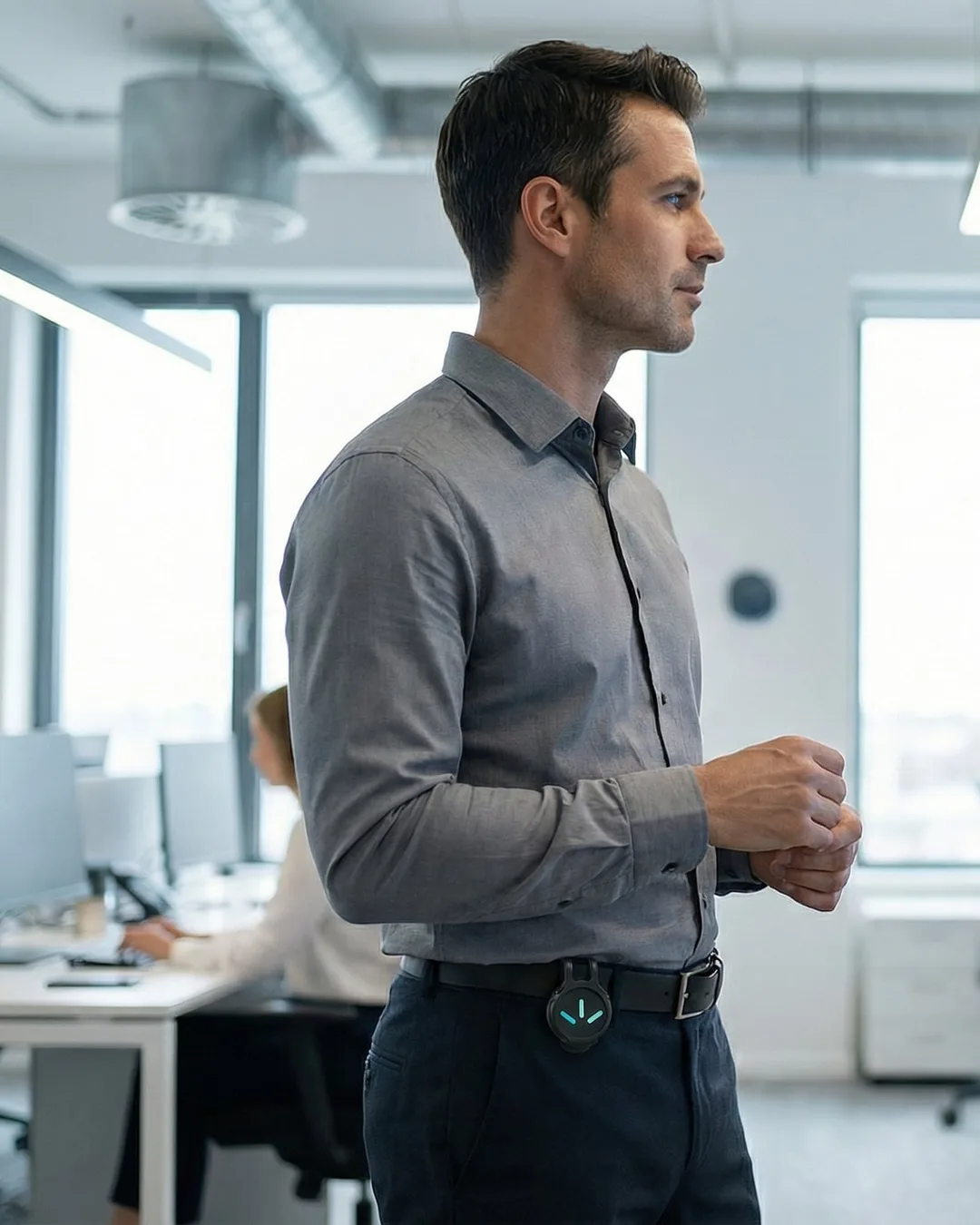 Un professionnel consulte des données en temps réel sur un grand écran