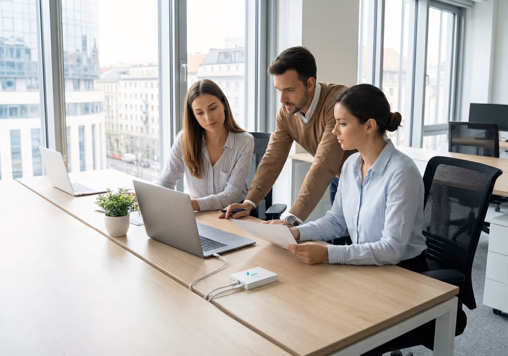 Professional draagt een Alarmira device aan de broekclip